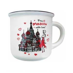 Кружка фарфор матовая прямая From Moscow with love ХВБ