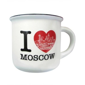 Кружка фарфор матовая прямая I love Moscow
