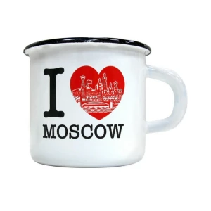 Кружка металл эмалированная Москва I love Moscow