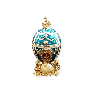 Яйцо пасхальное Со львами и с короной 7см голубое