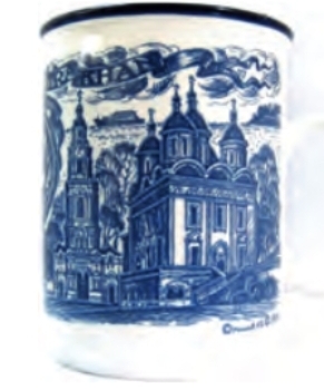 Кружка фарфор Астрахань коричневый рисунок