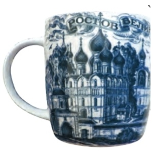Кружка фарфор Ростов Великий коричневый рисунок