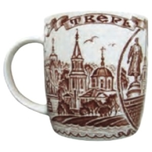 Кружка фарфор Тверь коричневый рисунок