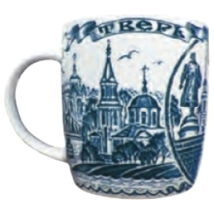 Кружка фарфор Тверь синий рисунок