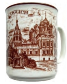 Кружка фарфор Углич коричневый рисунок