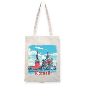 Сумка шоппер ткань средняя Москва Акварель