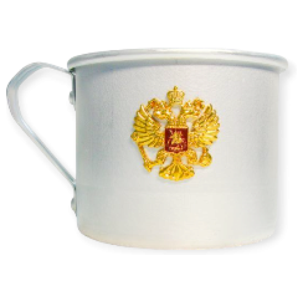 Кружка алюминиевая со значком Герб России
