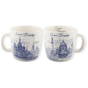Кружка фарфор малая СПб Коллаж синий рисунок