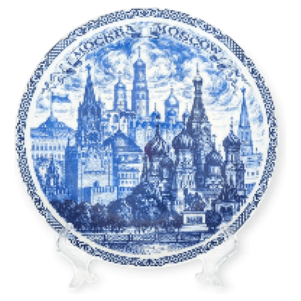 Тарелка фарфор Д20 Москва ХВБ синий рисунок