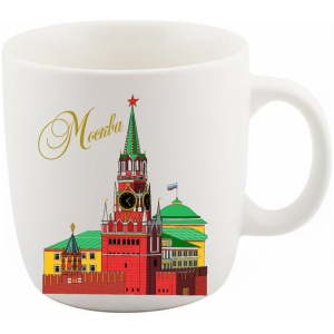 Кружка фарфор малая Москва ХВБ-Спасская башня черно-белый рисунок