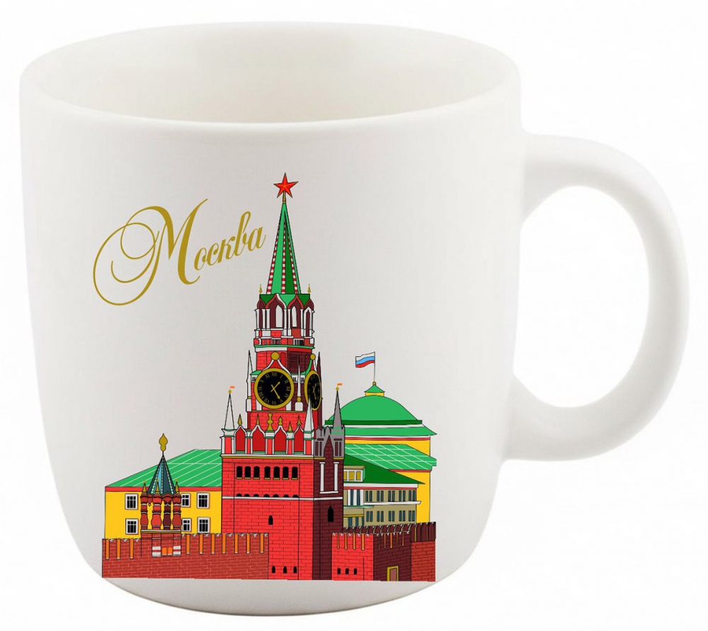 Кружка фарфор малая Москва ХВБ-Спасская башня черно-белый рисунок