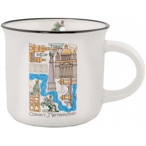 Кружка фарфор матовая 180мл СПб Тетрис белая