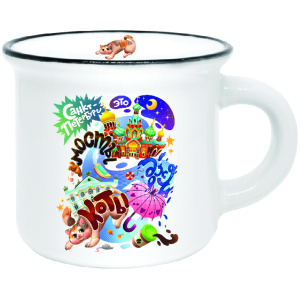 Кружка фарфор матовая 180мл СПб Мосты коты дожди белая