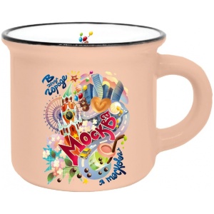 Кружка фарфор матовая 180мл Москва цветная розовая