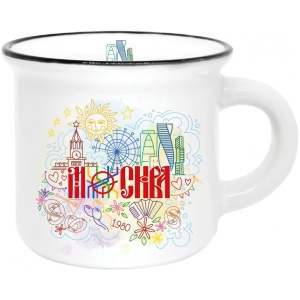 Кружка фарфор матовая 180мл Москва схема белая