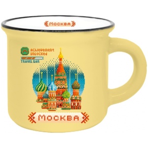 Кружка фарфор матовая 180мл Москва Пиксели желтая