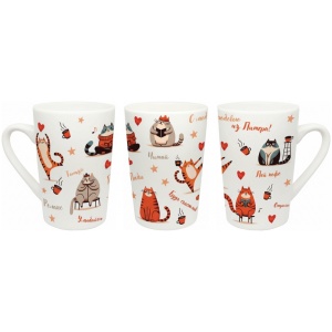 Кружка фарфор матовая СПб танцующие коты цветная