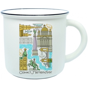 Кружка фарфор матовая прямая СПб Тетрис