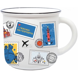 Кружка фарфор матовая прямая СПб Марки