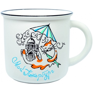 Кружка фарфор матовая прямая СПб Кот Исаакий