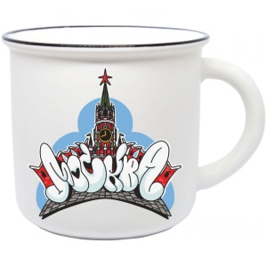 Кружка фарфор матовая прямая Москва Спасская башня рисунок