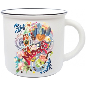 Кружка фарфор матовая прямая Москва цветная