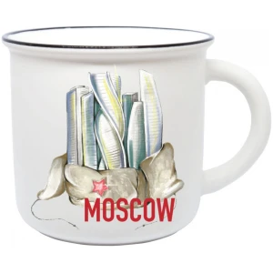 Кружка фарфор матовая прямая Москва-сити в ушанке