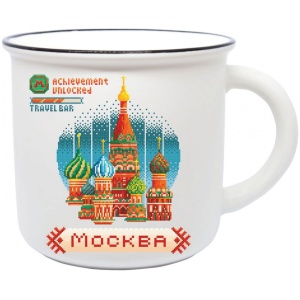 Кружка фарфор матовая прямая Москва Пиксели