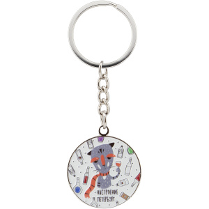 Брелок круглый печать СПб Кот Настроение Петербург