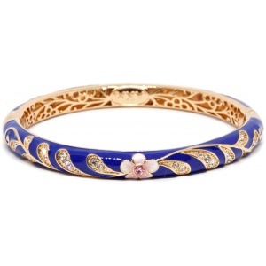 Браслет металл тонкий непрозрачная эмаль Розовый цветок синий