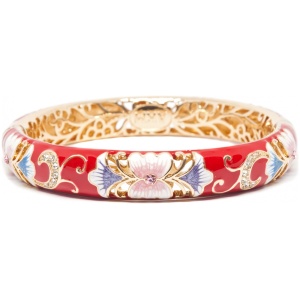 Браслет металл непрозрачная эмаль Крупные цветы красный