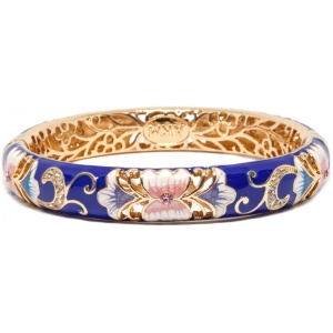 Браслет металл непрозрачная эмаль Крупные цветы синий