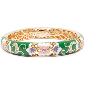 Браслет металл непрозрачная эмаль Крупные цветы зеленый