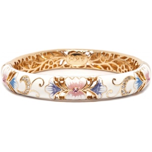 Браслет металл непрозрачная эмаль Крупные цветы белый