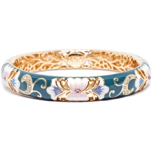 Браслет металл непрозрачная эмаль Крупные цветы бирюзовый