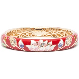 Браслет металл непрозрачная эмаль Лотос красный