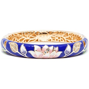 Браслет металл непрозрачная эмаль Лотос синий