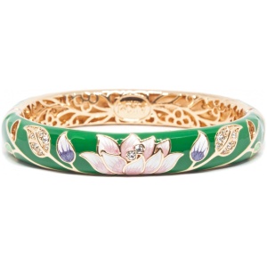 Браслет металл непрозрачная эмаль Лотос зеленый