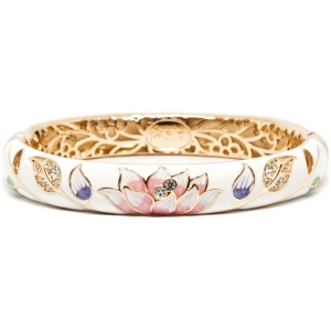 Браслет металл непрозрачная эмаль Лотос белый