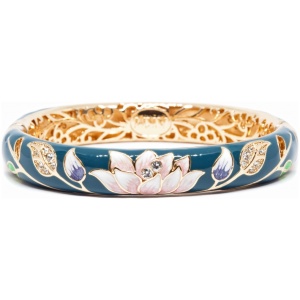 Браслет металл непрозрачная эмаль Лотос бирюзовый