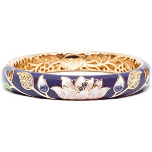 Браслет металл непрозрачная эмаль Лотос синий