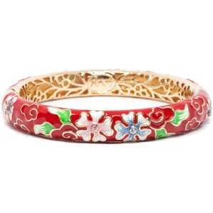 Браслет металл непрозрачная эмаль Пятилистники красный