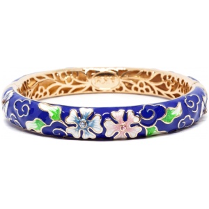 Браслет металл непрозрачная эмаль Пятилистники синий