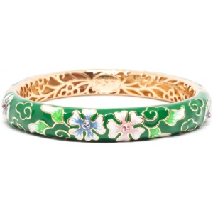 Браслет металл непрозрачная эмаль Пятилистники зеленый