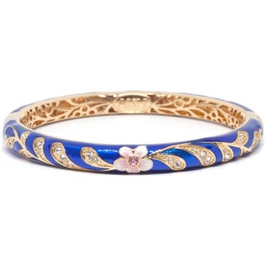 Браслет металл тонкий прозрачная эмаль Розовый цветок синий