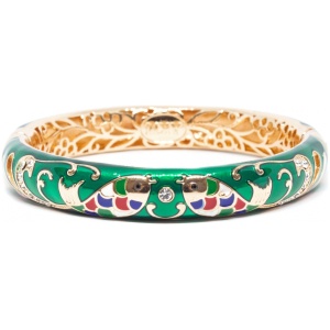 Браслет металл прозрачная эмаль Рыбки зеленый