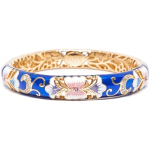 Браслет металл прозрачная эмаль Крупные цветы синий