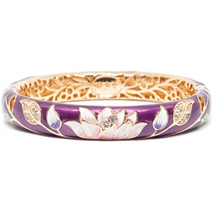 Браслет металл прозрачная эмаль Лотос фиолетовый