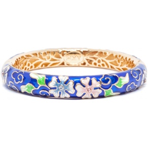 Браслет металл прозрачная эмаль Пятилистники синий