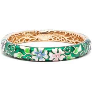 Браслет металл прозрачная эмаль Пятилистники зеленый